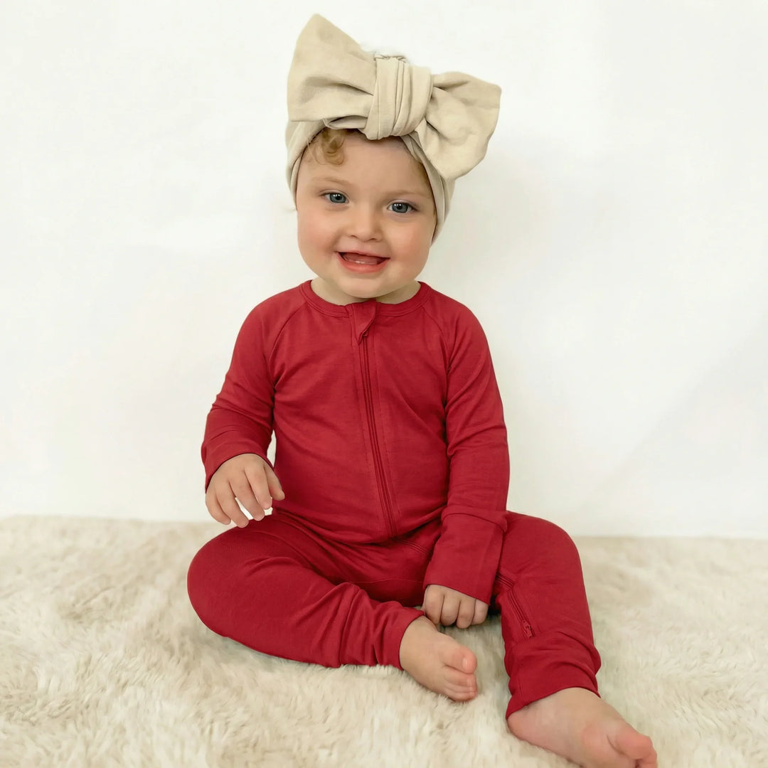 Red Bamboo Convertible Zippered Romper