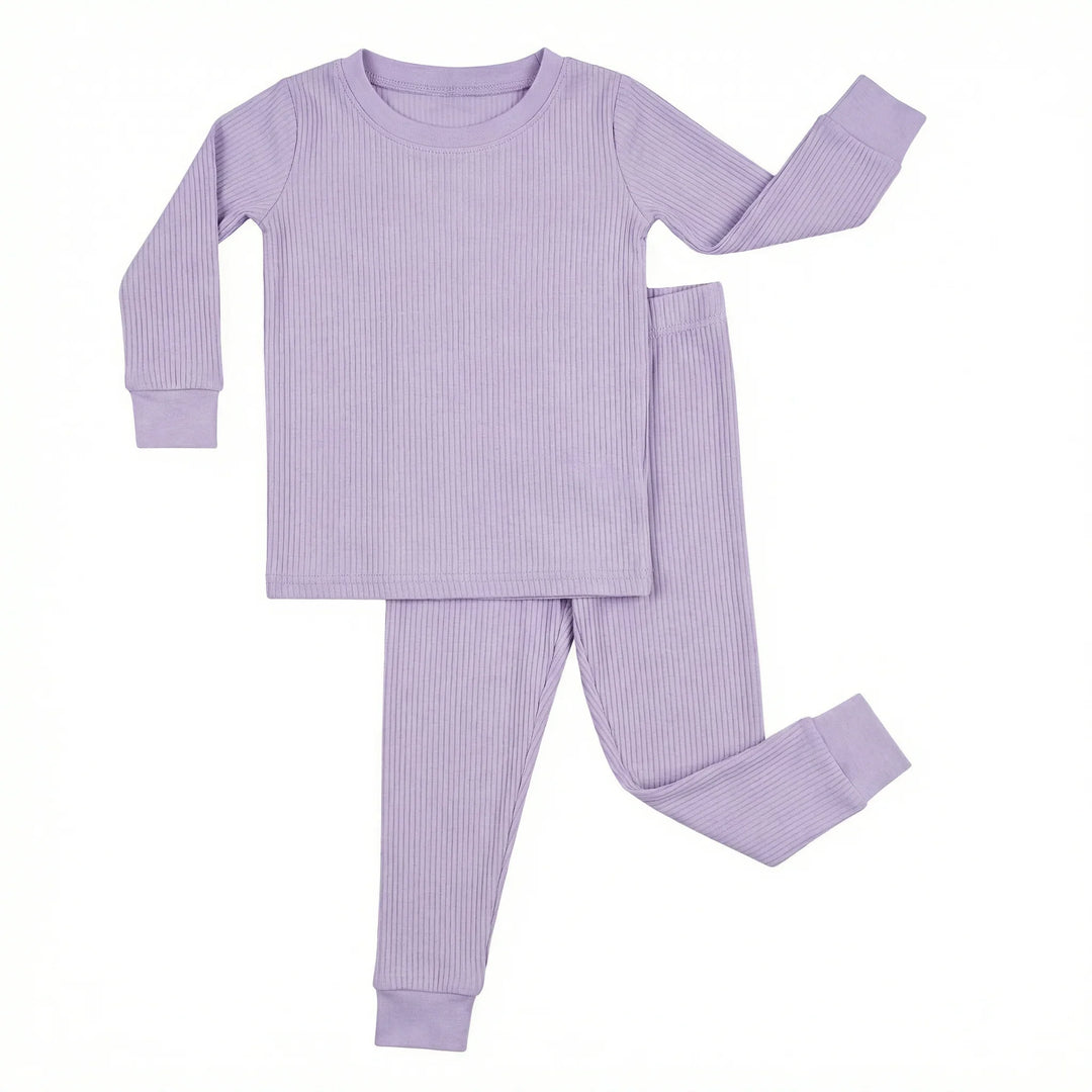 Lilac Ribbed Bamboo Two Piece Long Sleeve Pajama Set