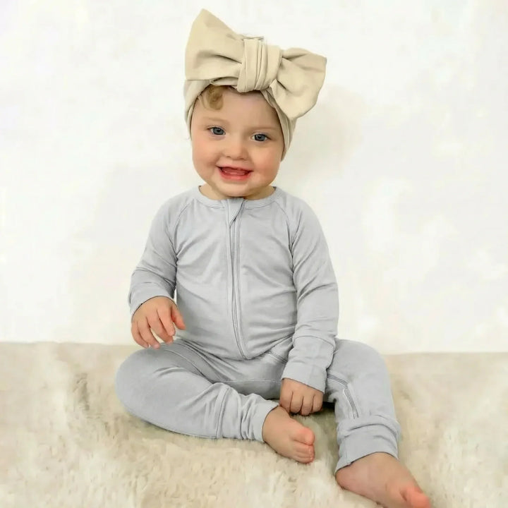 Light Gray Bamboo Convertible Zippered Romper