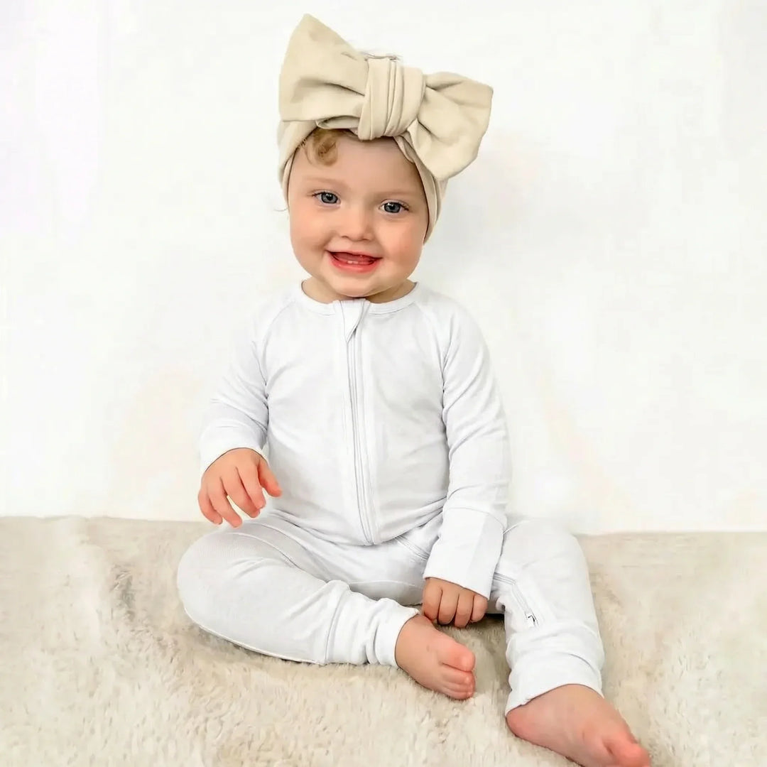 White Bamboo Convertible Zippered Romper
