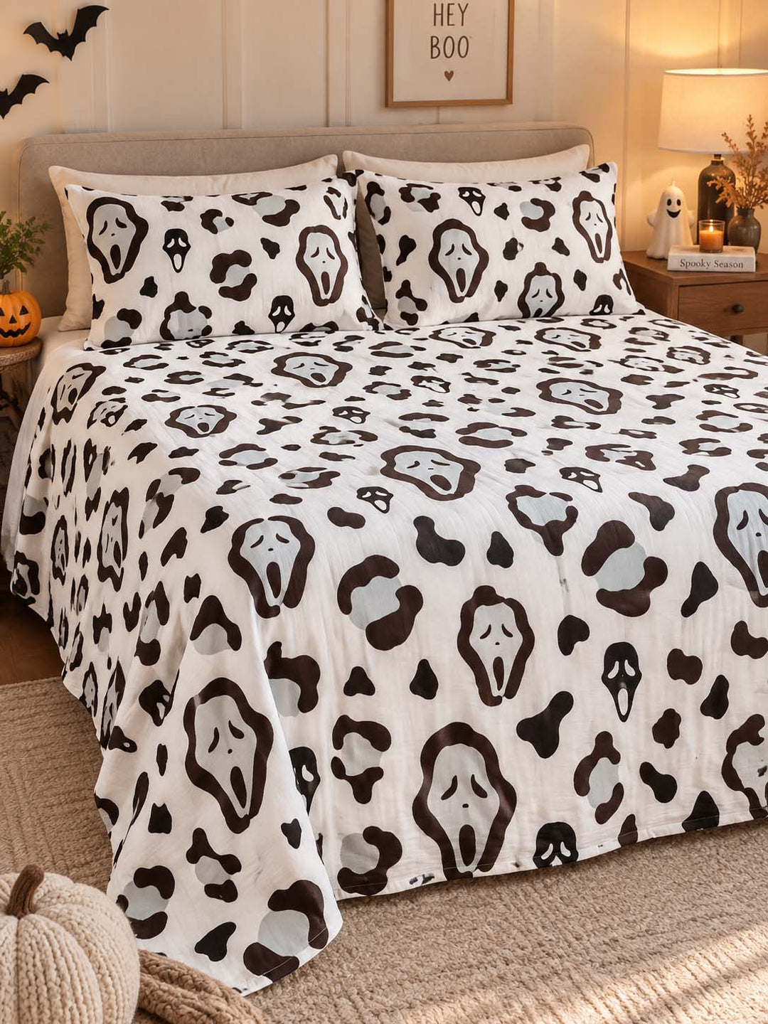 Ghostface Abstract Halloween Pattern Bamboo Bedding Set