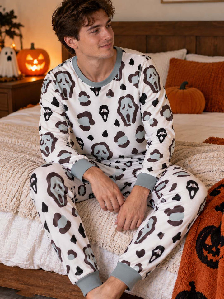 Ghostface Abstract Halloween Pattern Bamboo Men's Pajama Set