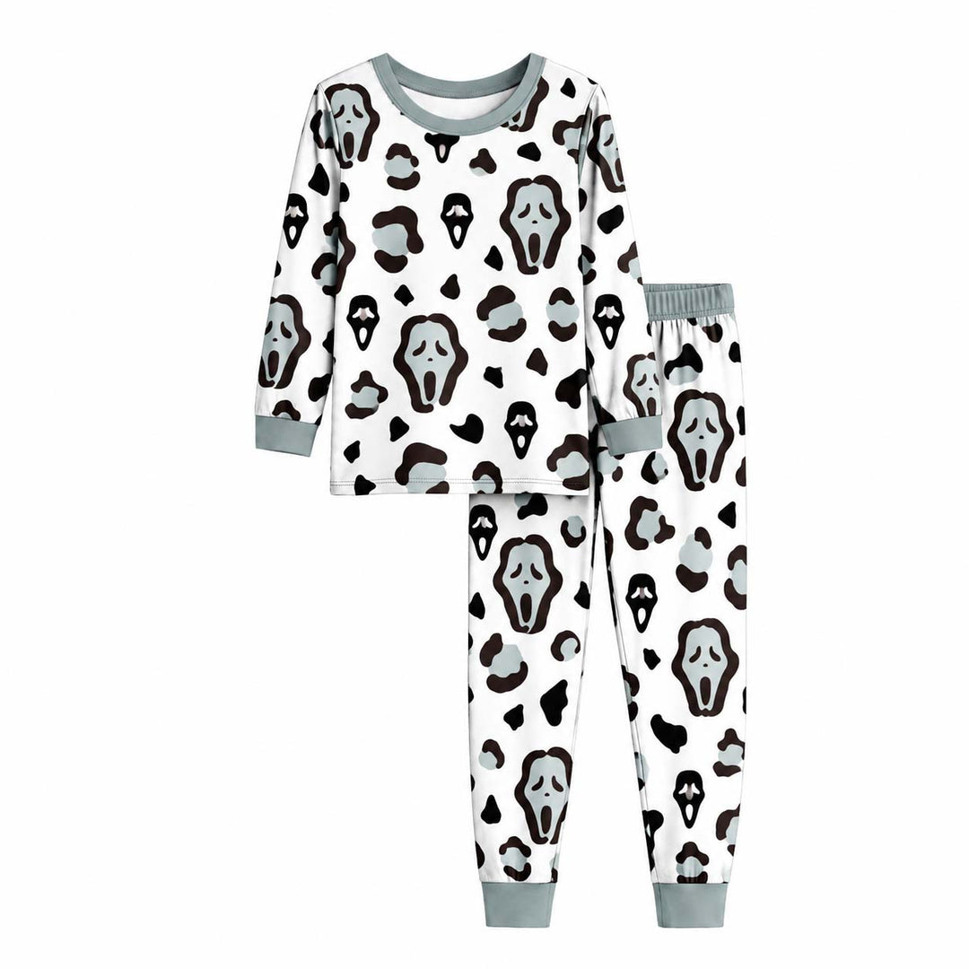 Ghostface Abstract Halloween Pattern Bamboo Two Piece Long Sleeve Pajama Set