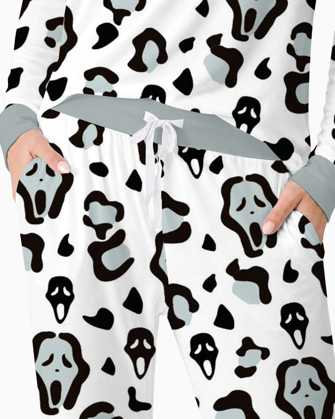 Ghostface Abstract Halloween Pattern Bamboo Women Pajama Set