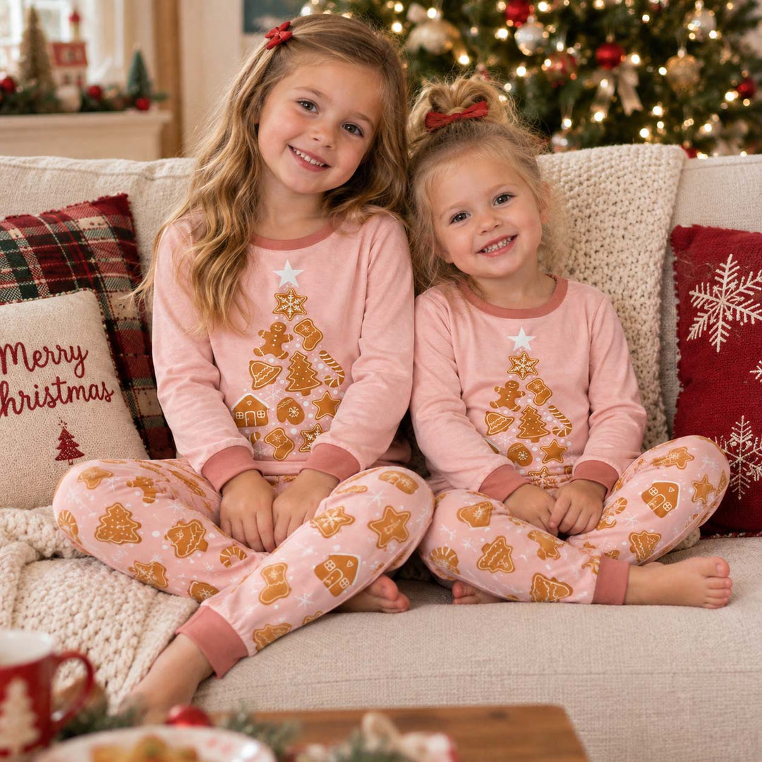 Gingerbread Cookie Christmas Tree Bamboo Two Piece Long Sleeve Pajama Set