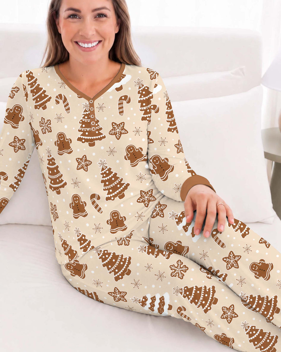 Gingerbread Cookie Wonderland Bamboo Women Pajama Set