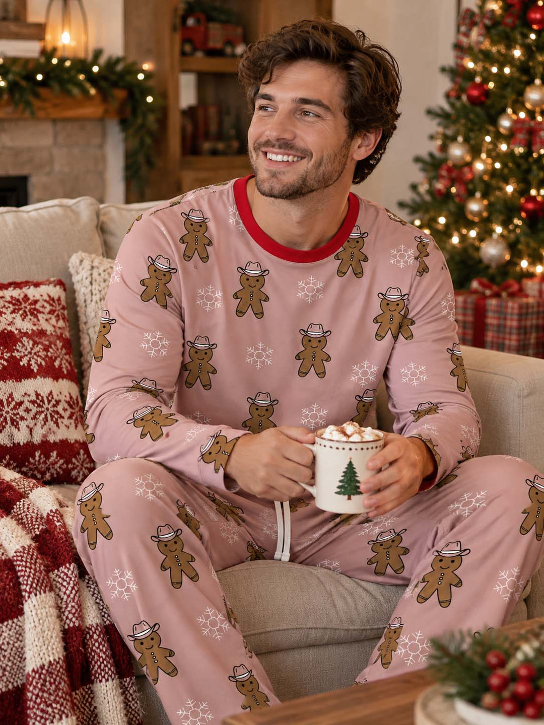 Gingerbread Cowboy Christmas Bamboo Men's Pajama Set