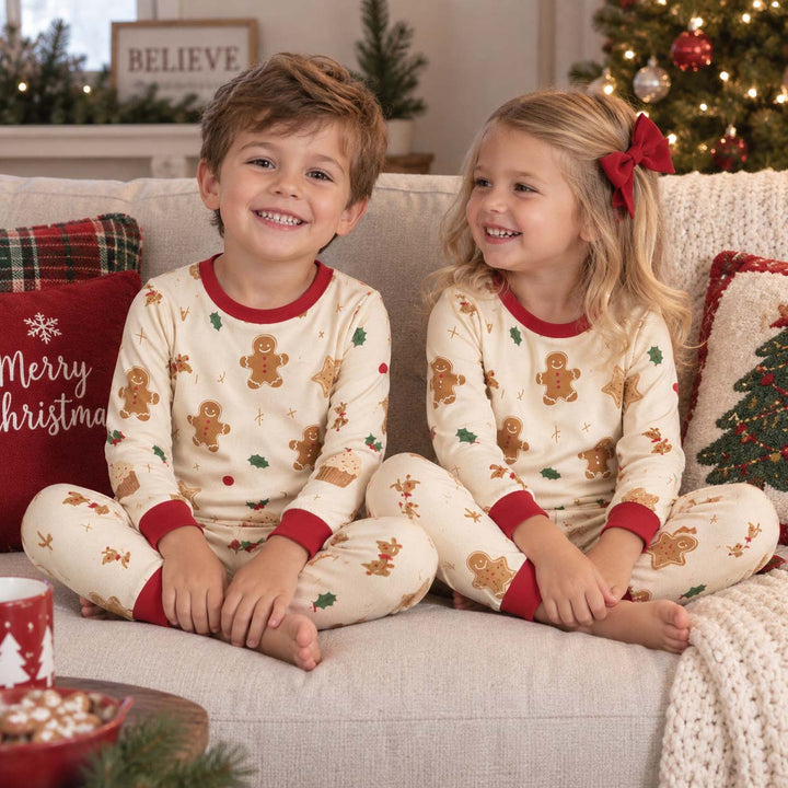 Gingerbread Holiday Friends Bamboo Two Piece Long Sleeve Pajama Set