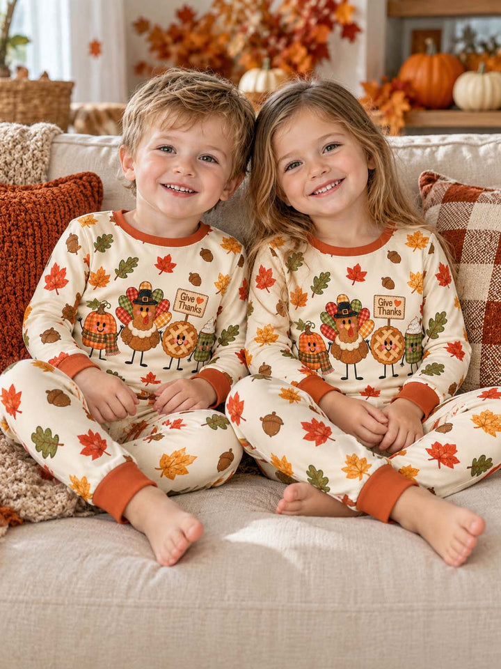 Give Thanks Friends Bamboo Two Piece Long Sleeve Pajama Set