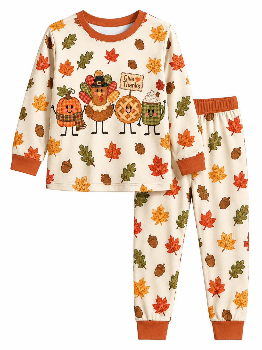 Give Thanks Friends Bamboo Two Piece Long Sleeve Pajama Set