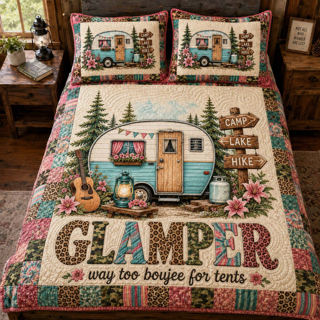 Glamper Camping Retreat Bamboo Quilt Bedding Set