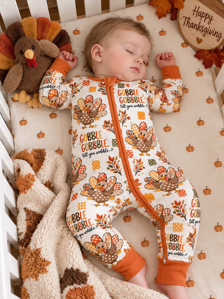 Gobble Gobble Turkey Fall Florals Bamboo Convertible Zippy