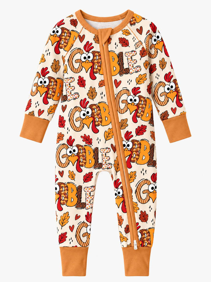 Gobble Turkey Fall Leaves Bamboo Convertible Zippy