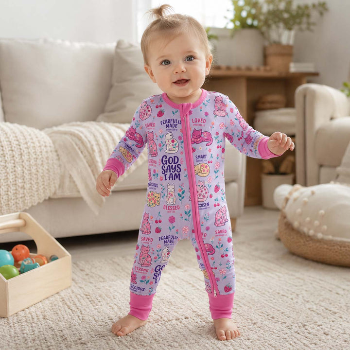 God Says I Am Floral Cats Bamboo Convertible Zippy
