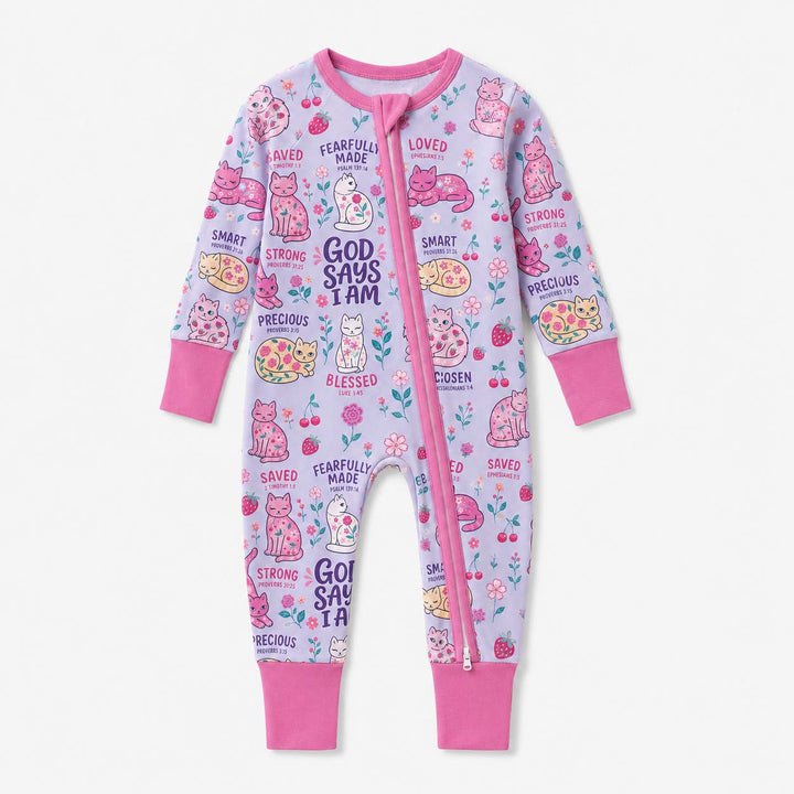 God Says I Am Floral Cats Bamboo Convertible Zippy