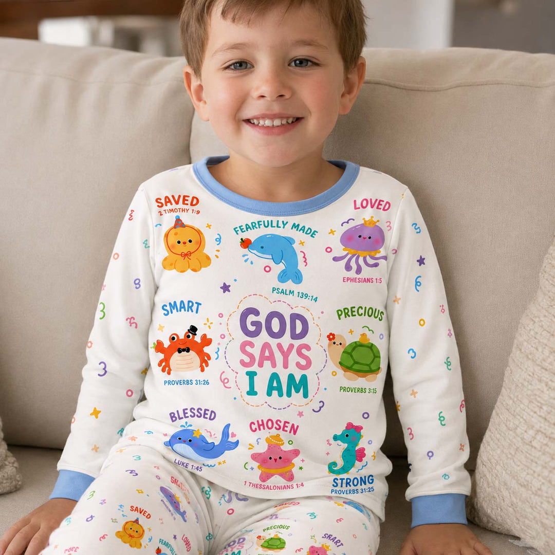 God Says I Am Ocean Friends Bamboo Two Piece Long Sleeve Pajama Set