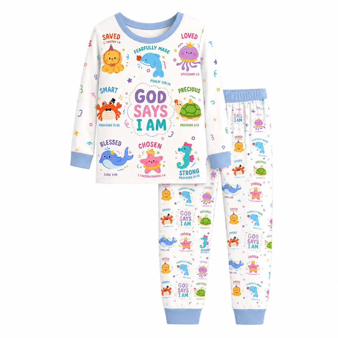 God Says I Am Ocean Friends Bamboo Two Piece Long Sleeve Pajama Set