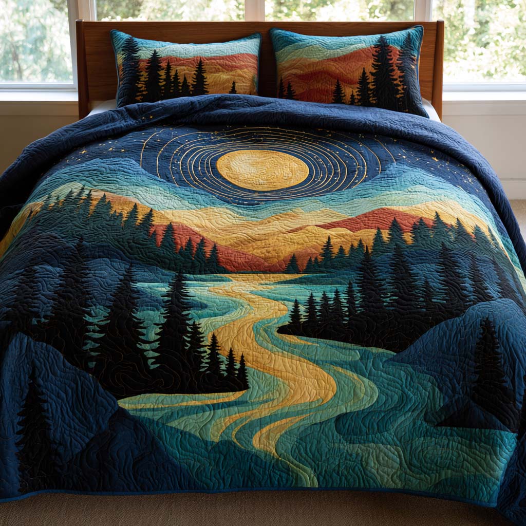 Golden Forest Glow Bamboo Quilt Bedding Set