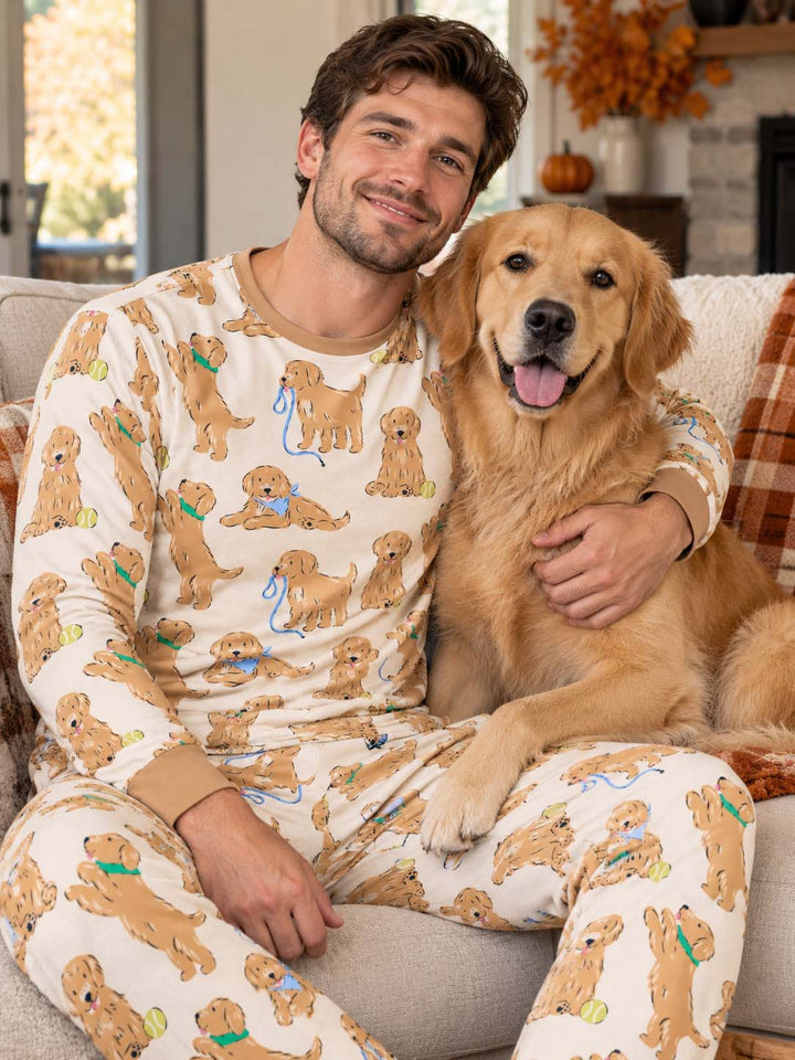 Golden Puppy Playtime Bamboo Men's Pajama Set