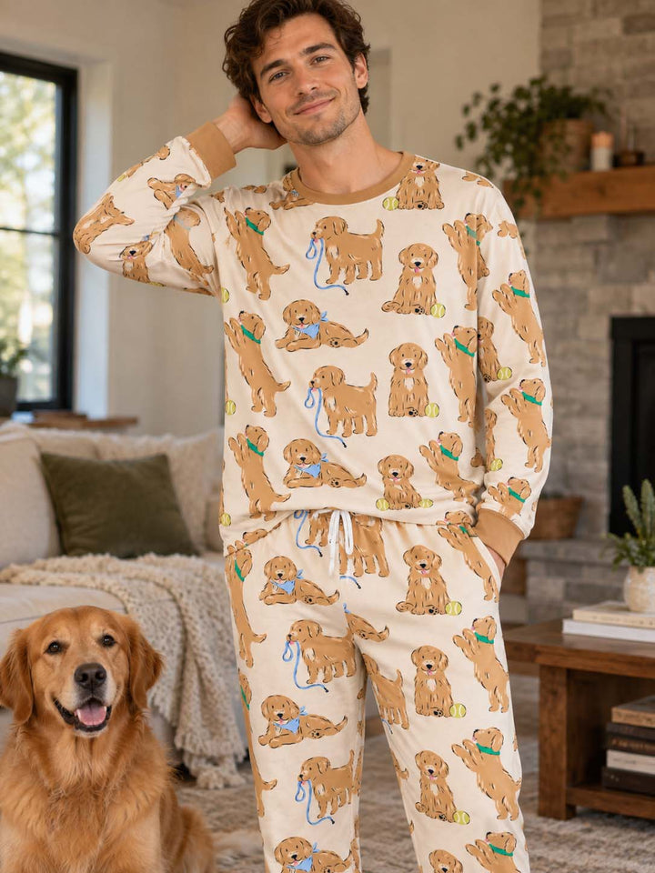 Golden Puppy Playtime Bamboo Men's Pajama Set