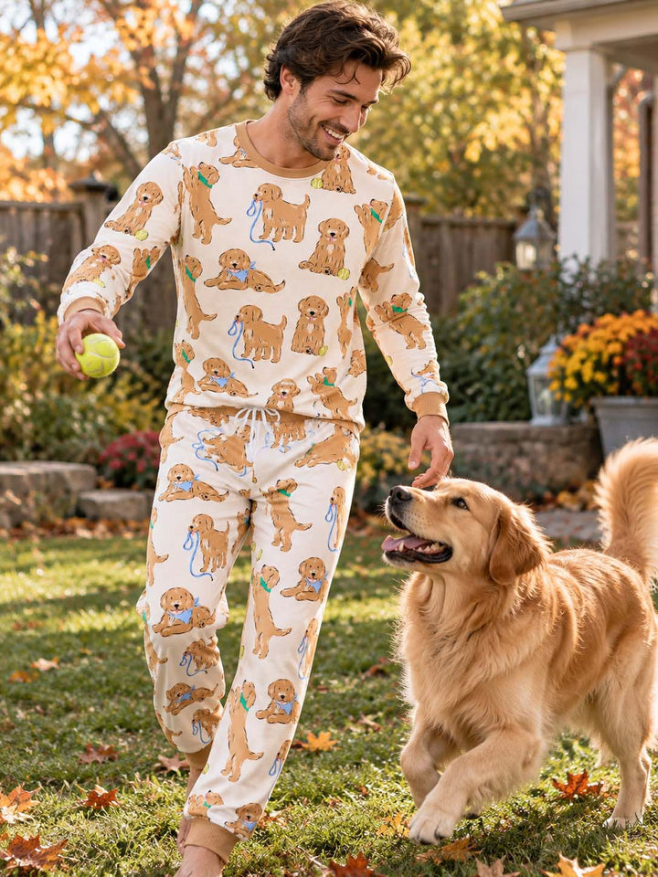 Golden Puppy Playtime Bamboo Men's Pajama Set