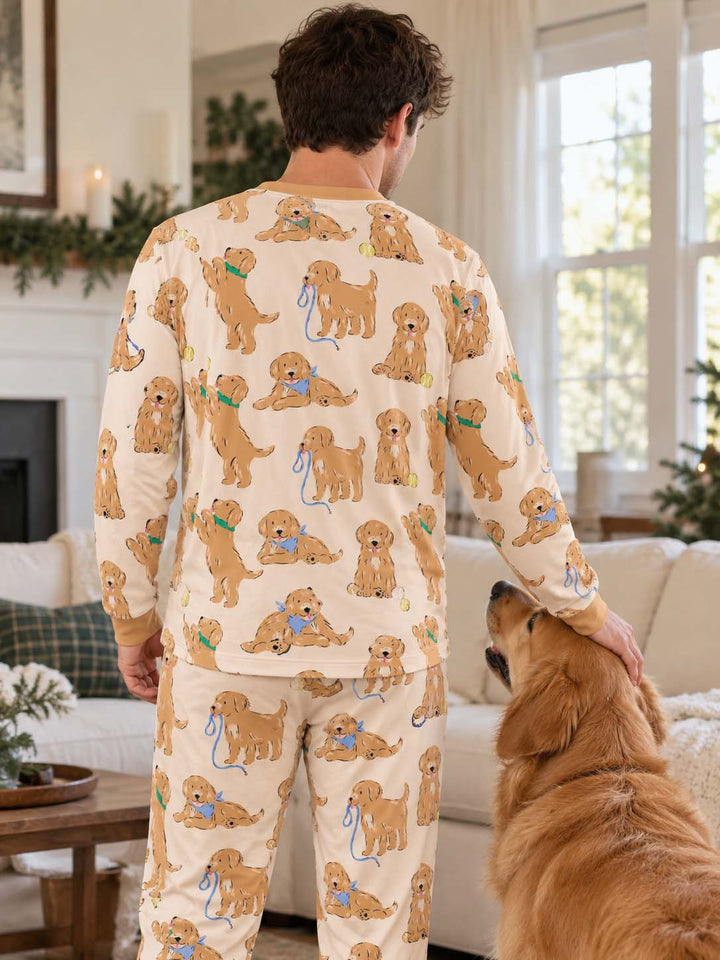 Golden Puppy Playtime Bamboo Men's Pajama Set