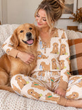 Golden Puppy Playtime Bamboo Women Pajama Set