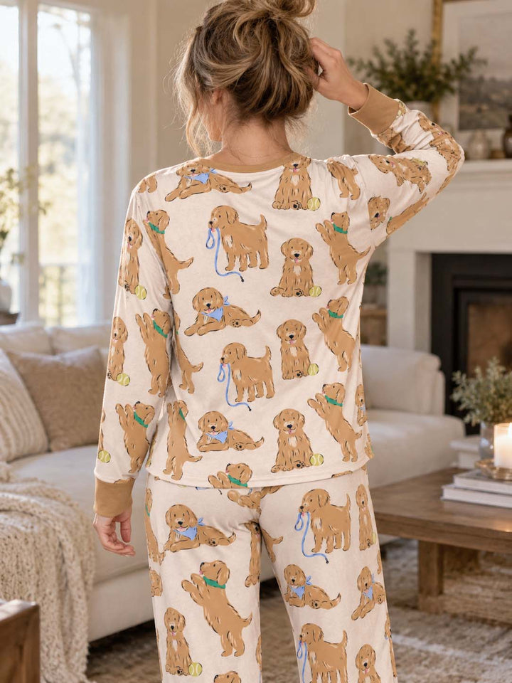 Golden Puppy Playtime Bamboo Women Pajama Set