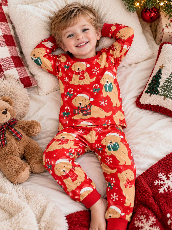 Golden Retriever Christmas Cheer Bamboo Two Piece Long Sleeve Pajama Set