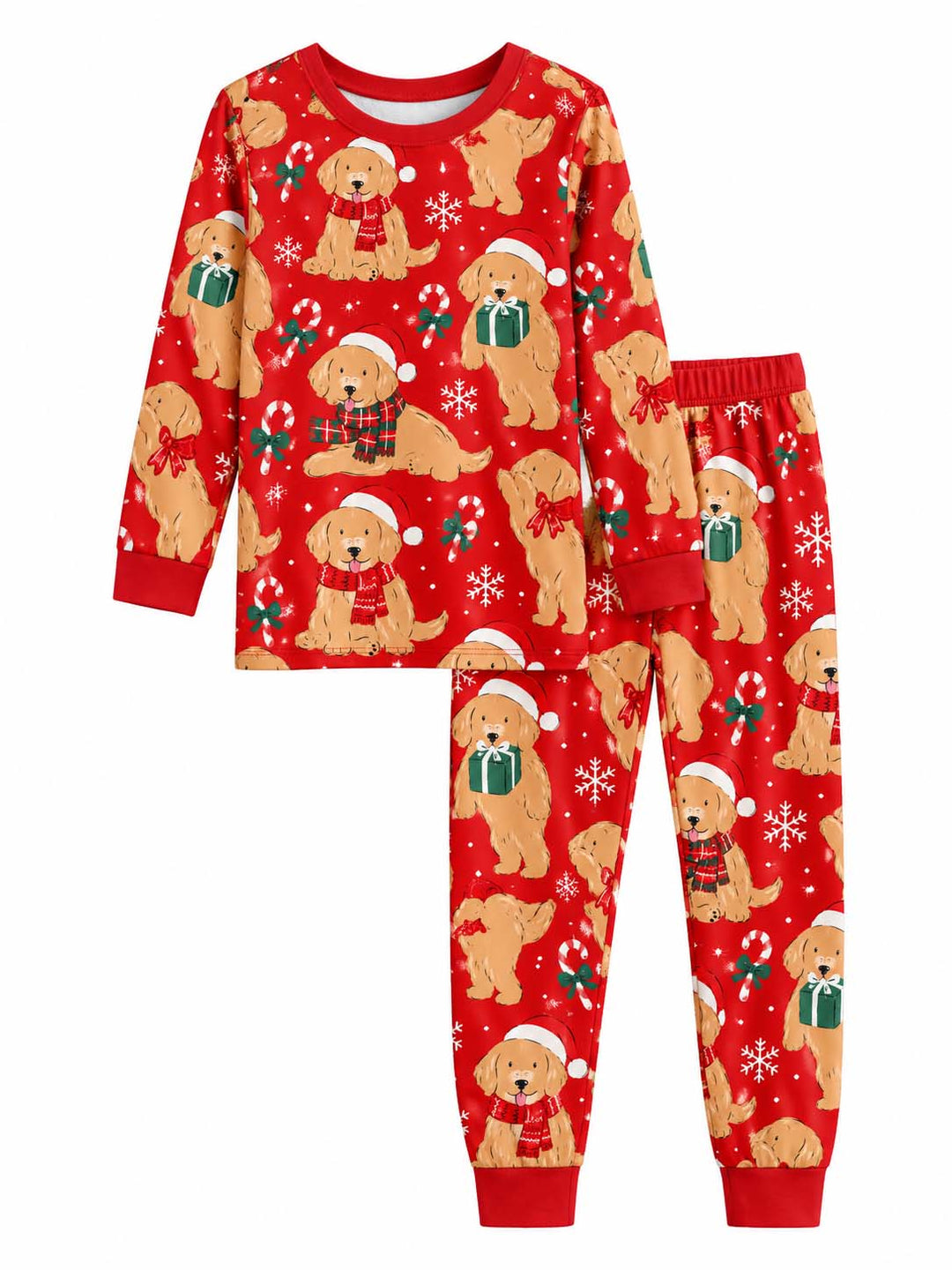 Golden Retriever Christmas Cheer Bamboo Two Piece Long Sleeve Pajama Set