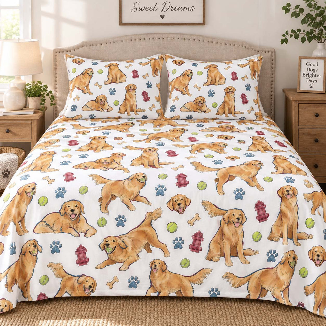 Golden Retriever Dog Park Bamboo Bedding Set