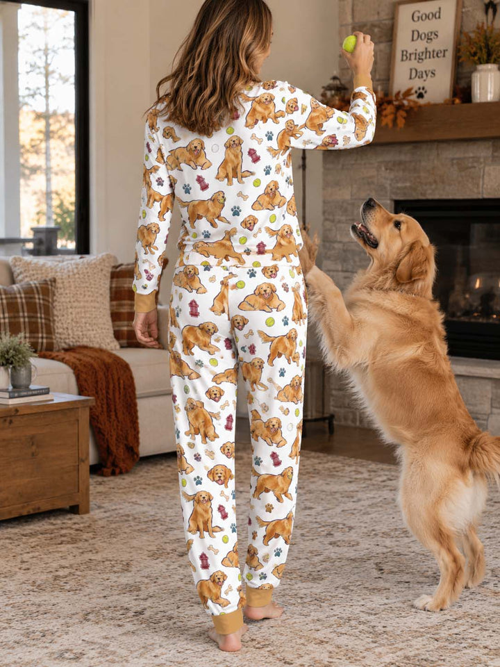 Golden Retriever Dog Park Bamboo Women Pajama Set