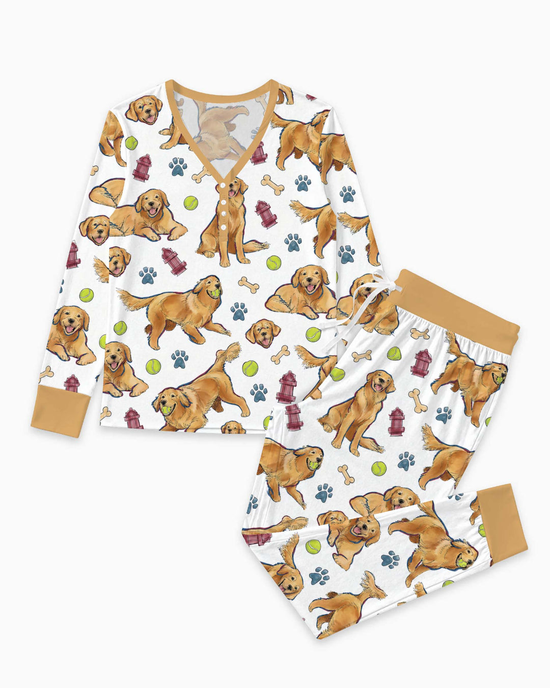 Golden Retriever Dog Park Bamboo Women Pajama Set