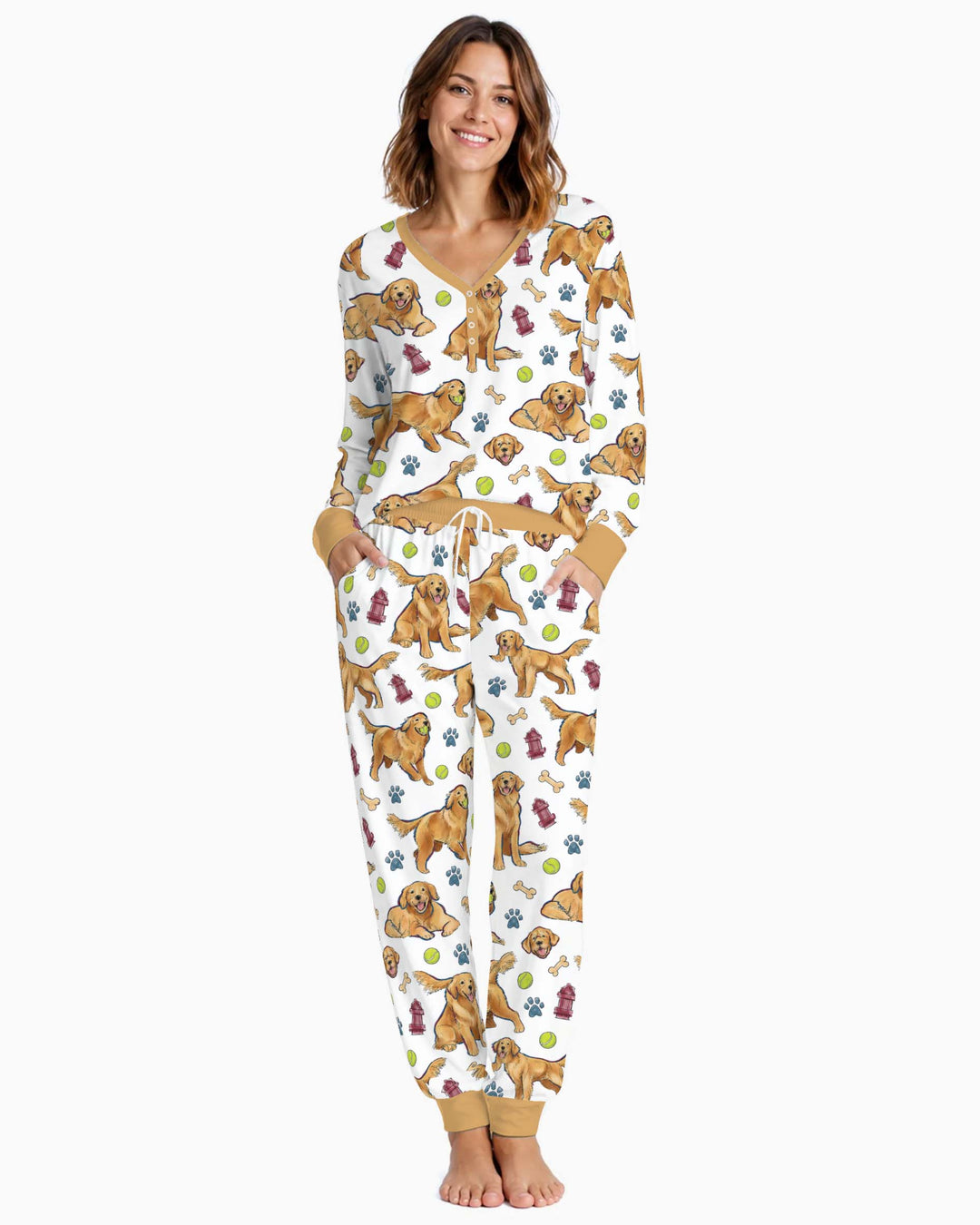 Golden Retriever Dog Park Bamboo Women Pajama Set
