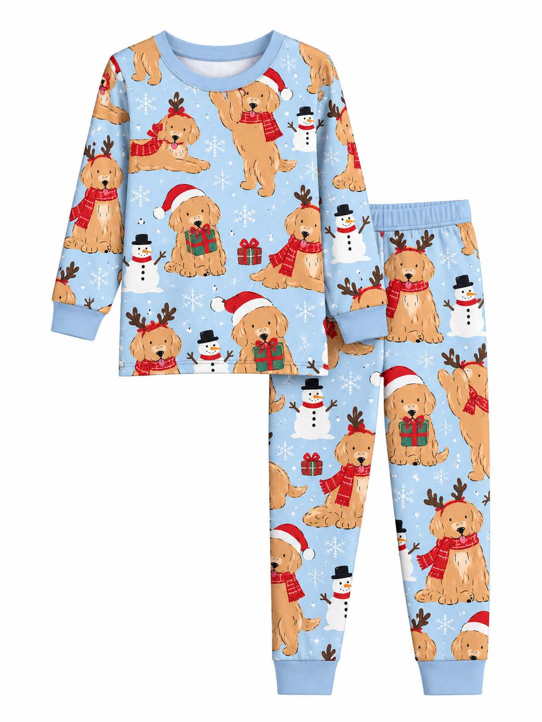 Golden Retriever Winter Wonderland Bamboo Two Piece Long Sleeve Pajama Set