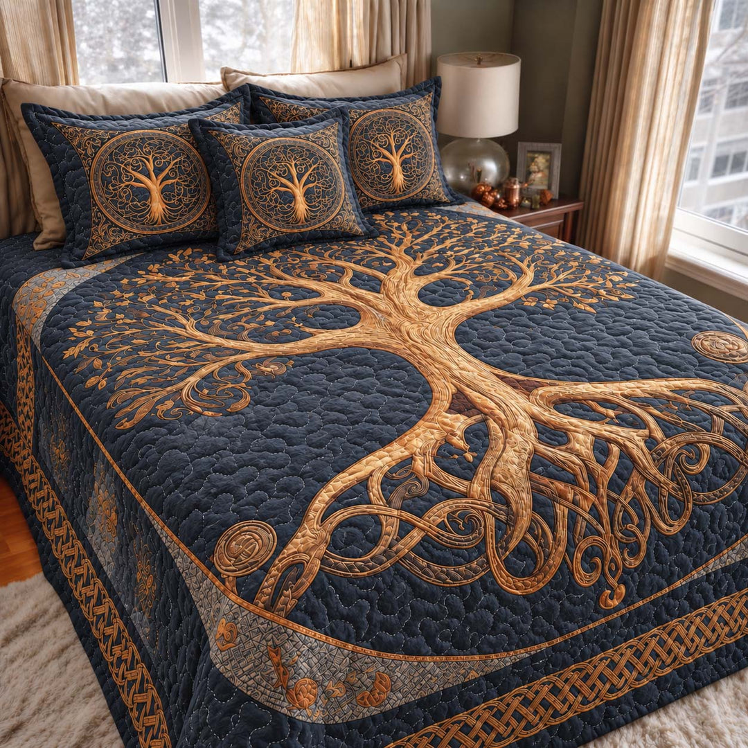 Golden Roots Bamboo Quilt Bedding Set
