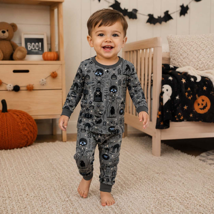 Gothic Halloween Magic Bamboo Two Piece Long Sleeve Pajama Set