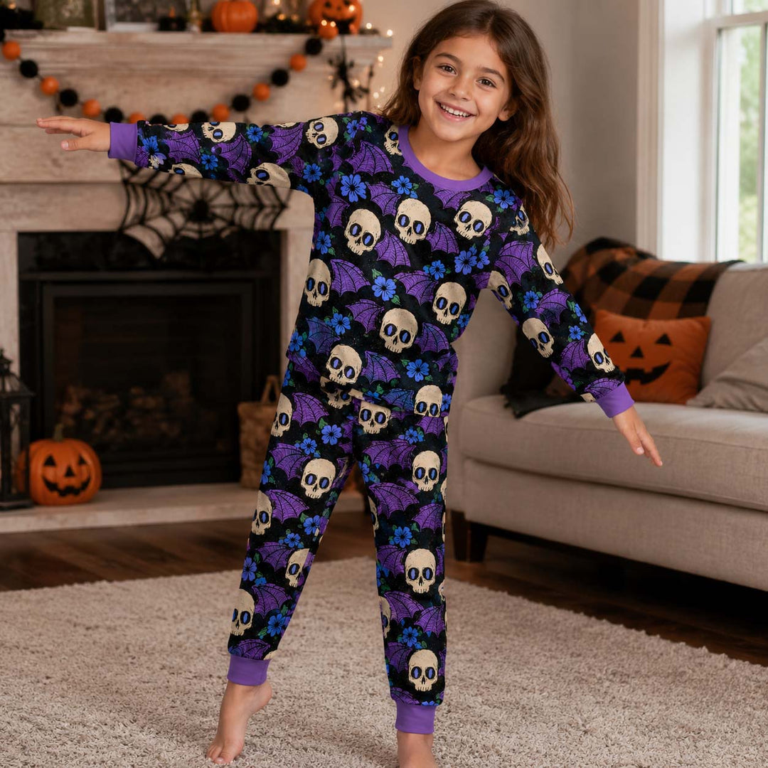 Gothic Skull Garden Bamboo Two Piece Long Sleeve Pajama Set