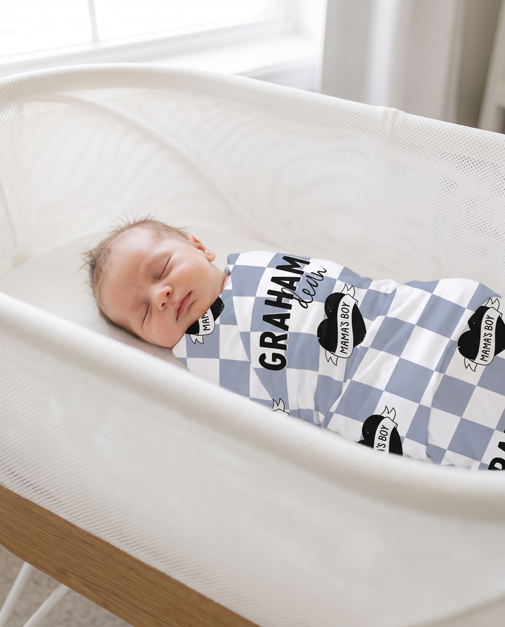 Personalized Mama's Boy Bamboo Swaddle Blanket