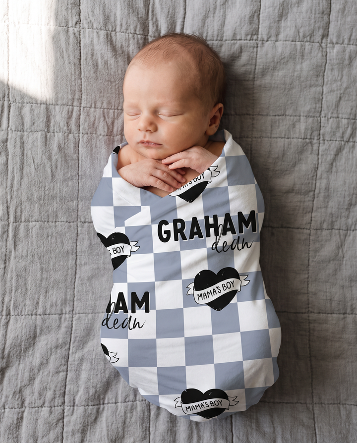 Personalized Mama's Boy Bamboo Swaddle Blanket