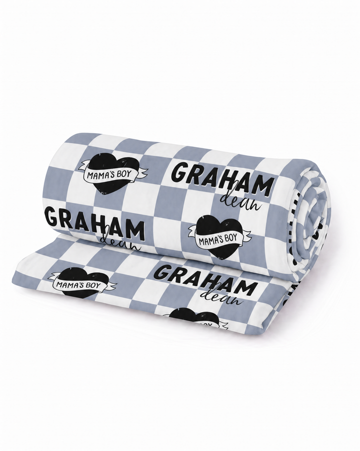 Personalized Mama's Boy Bamboo Swaddle Blanket