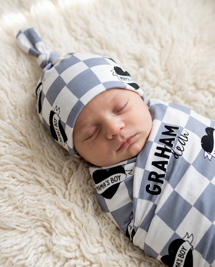 Personalized Mama's Boy Bamboo Swaddle Blanket
