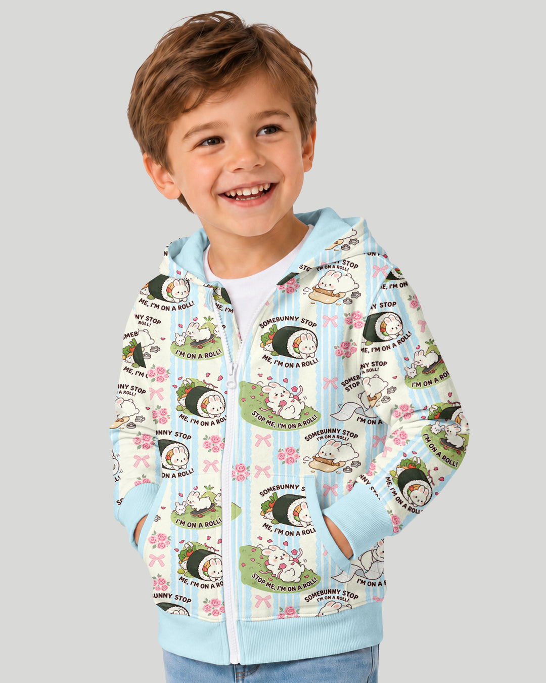 Bunny On A Roll Bamboo Zip Hoodie