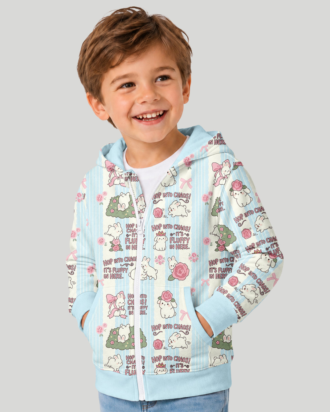 Hop Into Chaos Bamboo Zip Hoodie