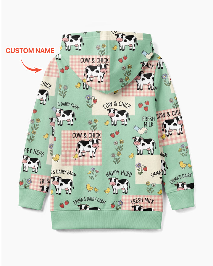 Custom Name Minty Farm And A Tiny Chick Bamboo Zip Hoodie
