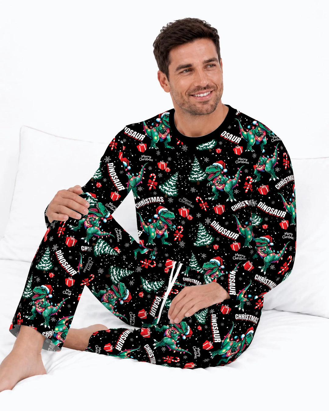 Dinosaur Raw Noel Bamboo Men's Pajama Set