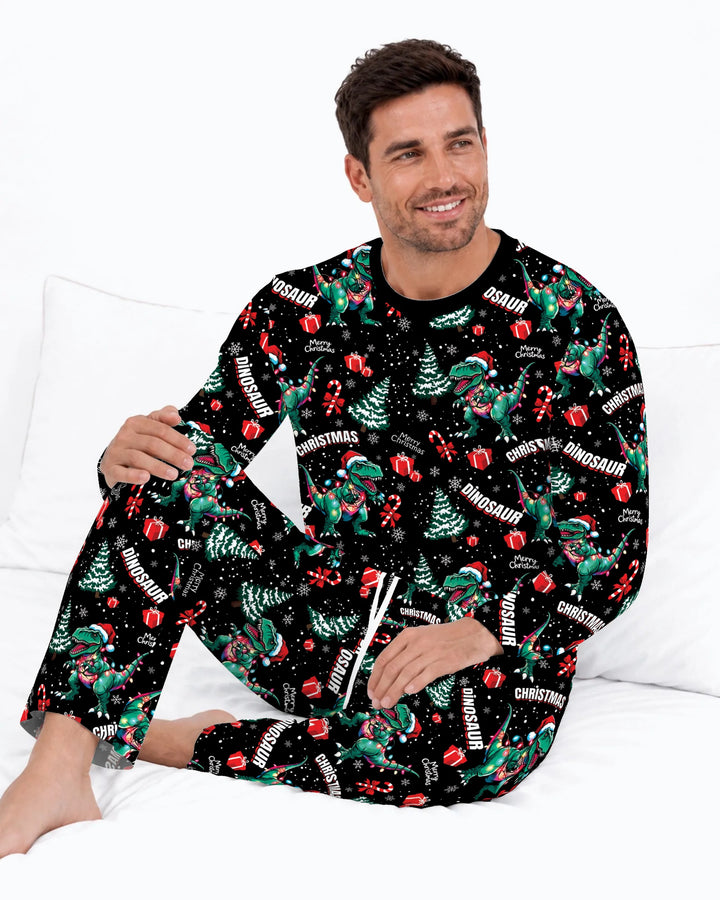 Dinosaur Raw Noel Bamboo Men's Pajama Set