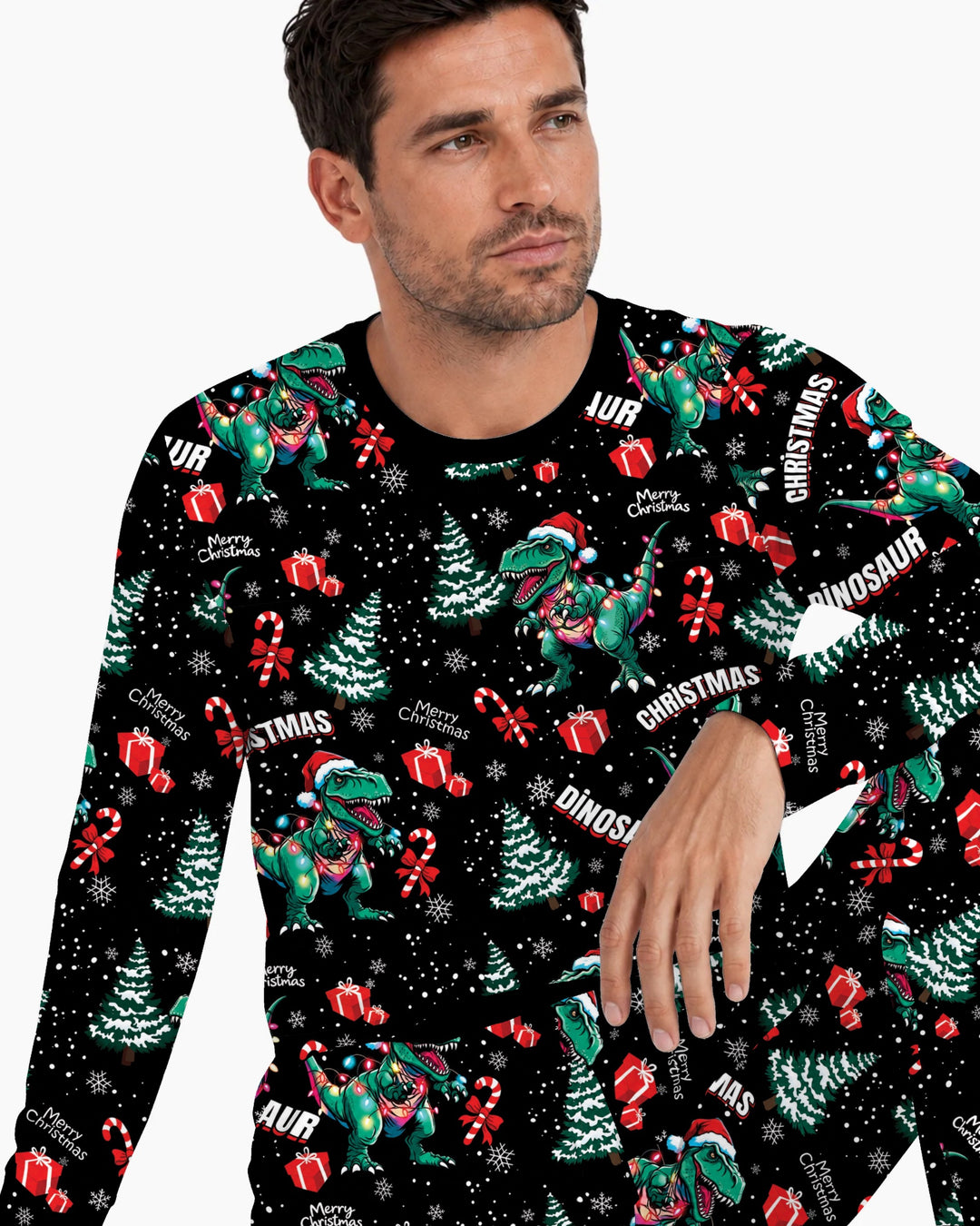 Dinosaur Raw Noel Bamboo Men's Pajama Set