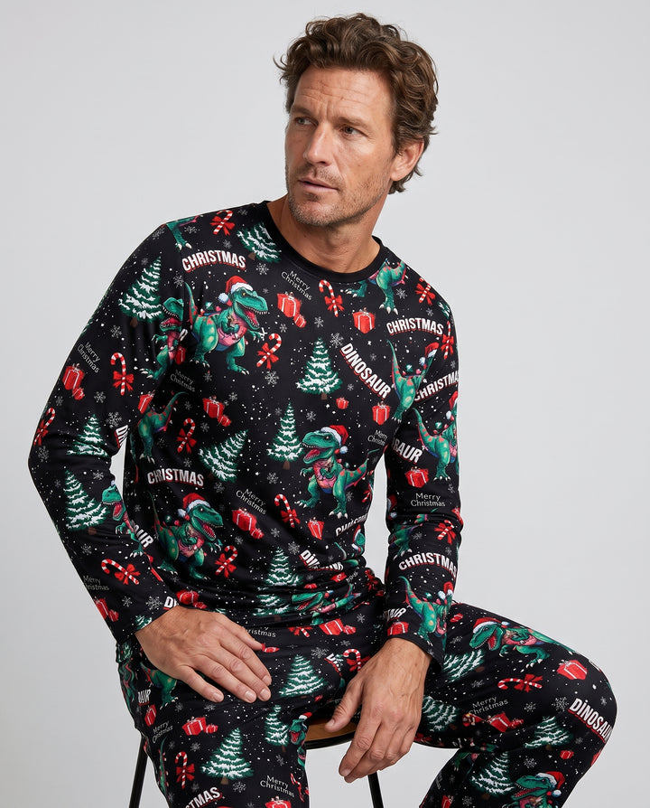 Dinosaur Raw Noel Bamboo Men's Pajama Set
