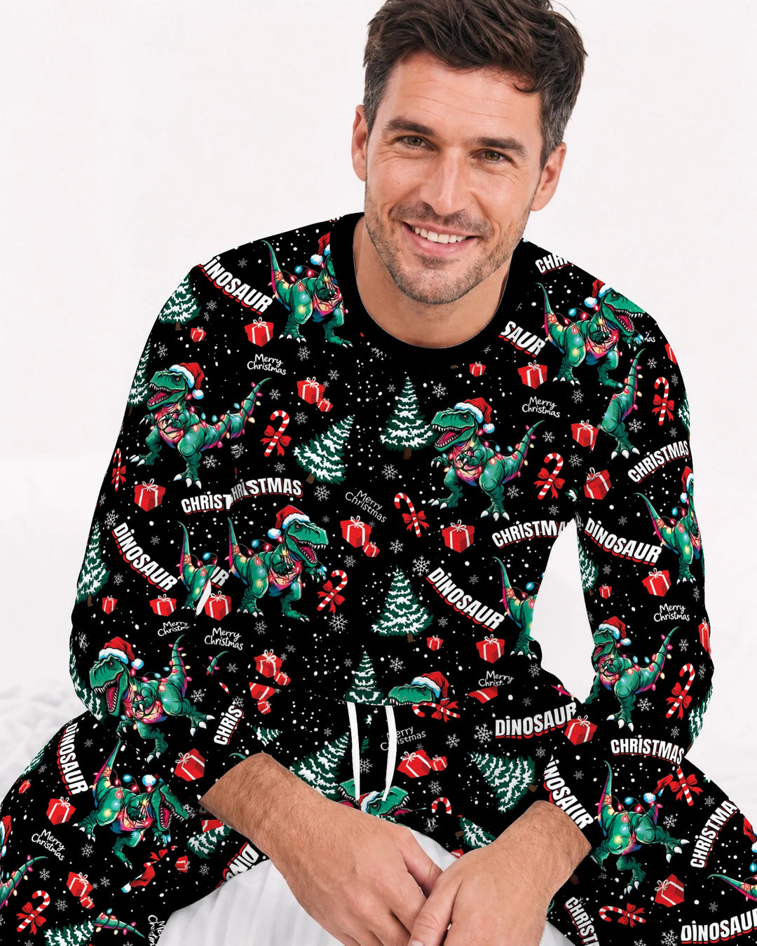Dinosaur Raw Noel Bamboo Men's Pajama Set